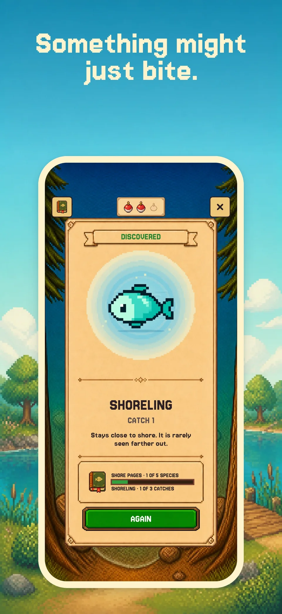 A catch and a newly discovered fish in the Health Island fishing log on iPhone.